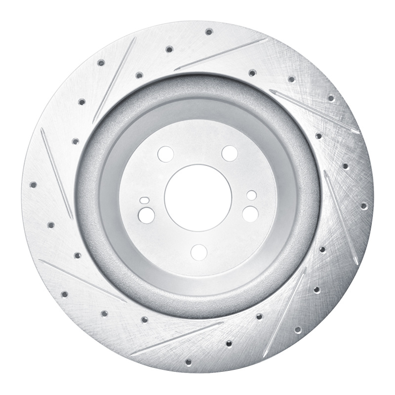 Mercedes-Benz S400 Brake Rotor (1) - Rear Right - R1 Concepts - Drilled & Slotted - Silver - `14-`21